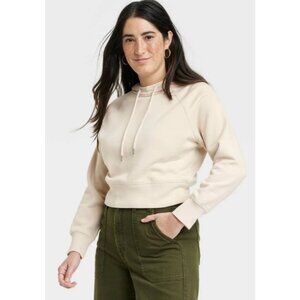 Universal Thread Womens Hoodie Sweatshirt Khaki Cozy Cropped XXL